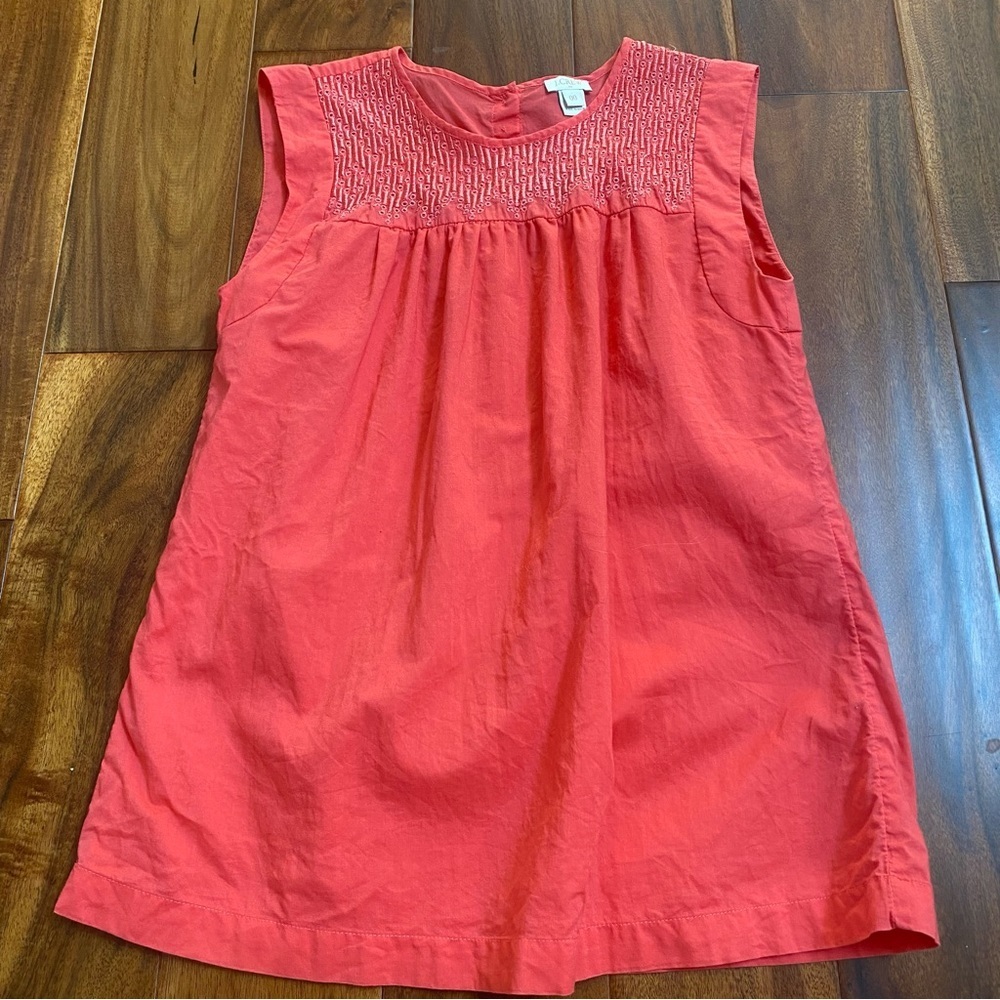 J.CREW Womens Size 00 Coral Embroidered Sleeveless Top Embroidered